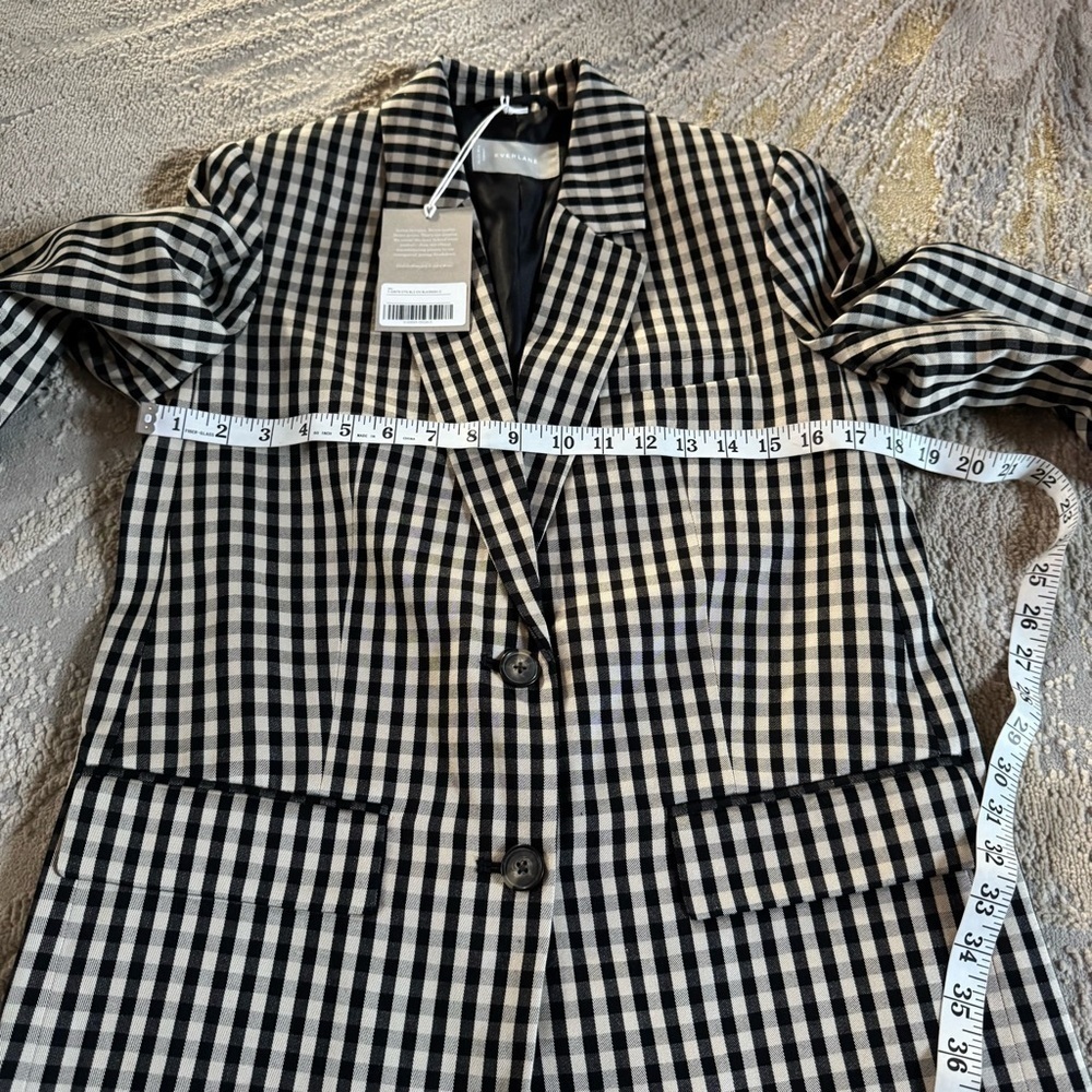 Everlane houndstooth checker black tan oversized TENCEL™ Lyocell cotton 0 new - Picture 6 of 15